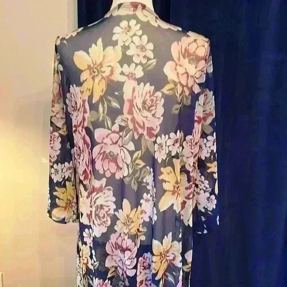 Ultra Flirt Navy Floral Long swim Coverup Mesh Duster Sixe XL - Picture 5 of 8